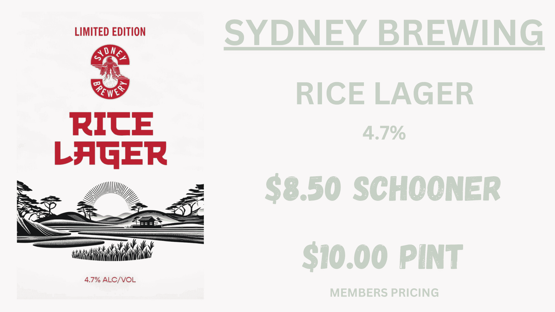 Sydney Brewing Rice Lager