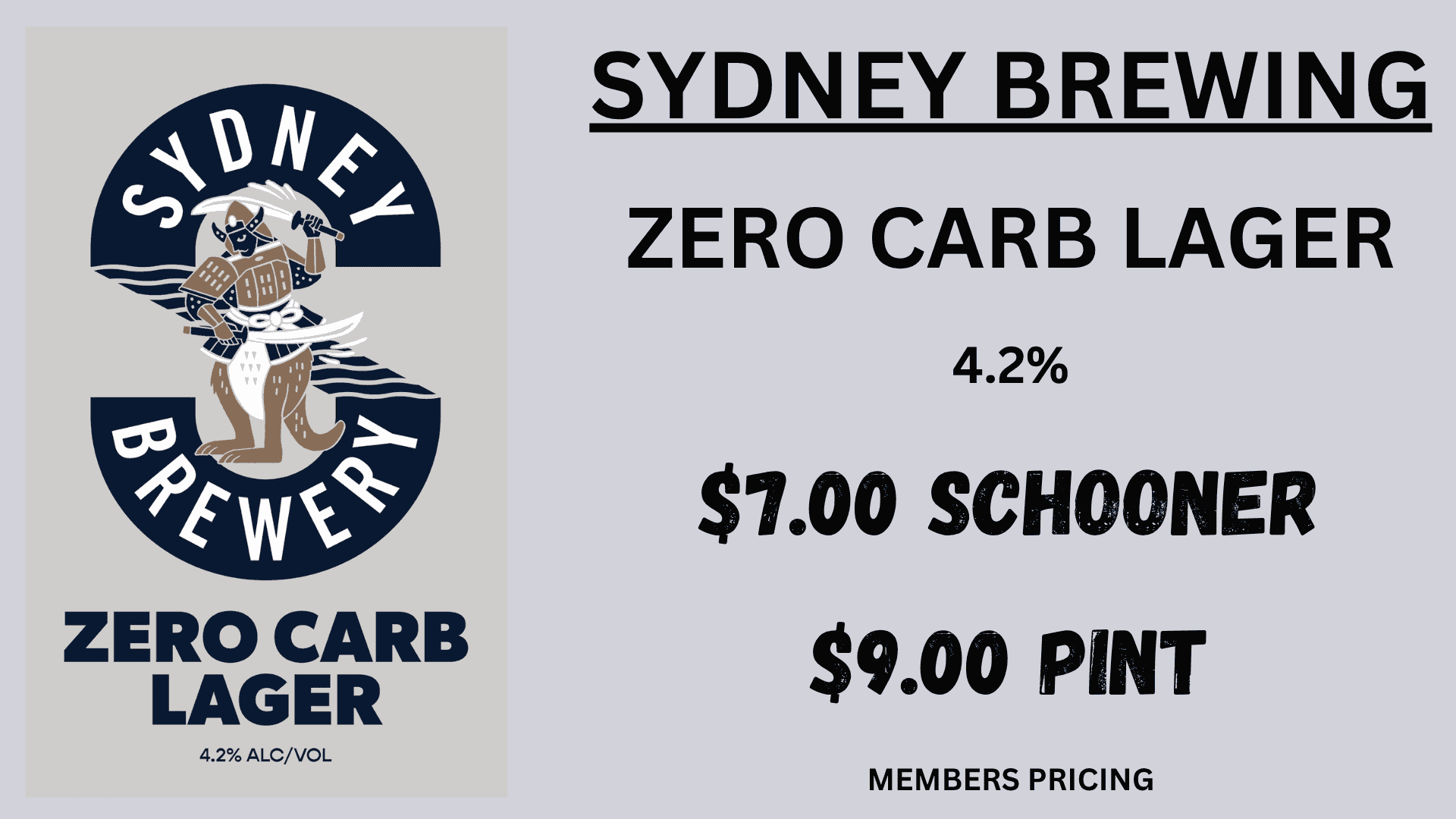 Sydney Brewing Zero Carb Lager